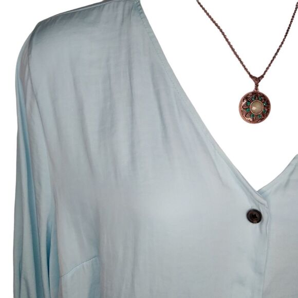 Worthington Sheer Aqua Top Button Down 2X - Picture 5 of 11